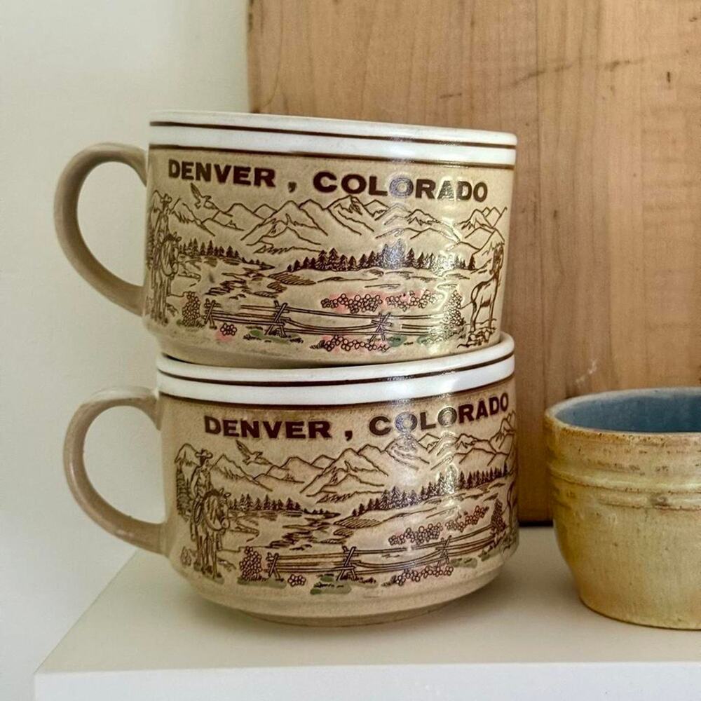 Vintage 70s Denver Colorado souvenir mugs- set of 2